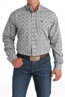 Cinch Men's Medallion Print Button-Down Western Shirt - Brown