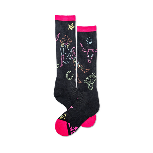 Lucky Chuck Neon Cowgirl Black Performance Socks