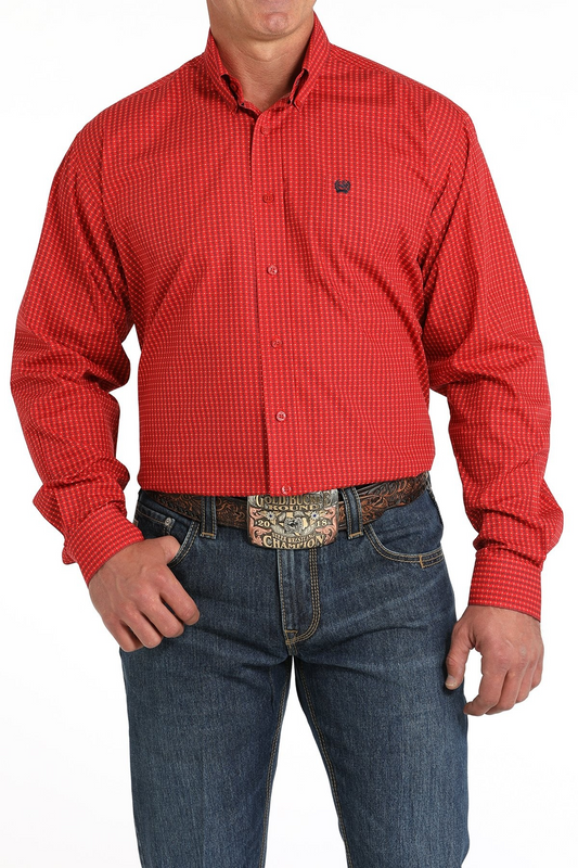 Cinch Men's Match Boy's Money Print Button-Down Western Shirt - Red