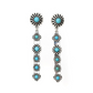 Silver Elongated Post Earring with Turquoise Flower Accents