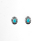 Small Burnished Silver Flower Stamped Concho Post Earring with Turquoise Accent