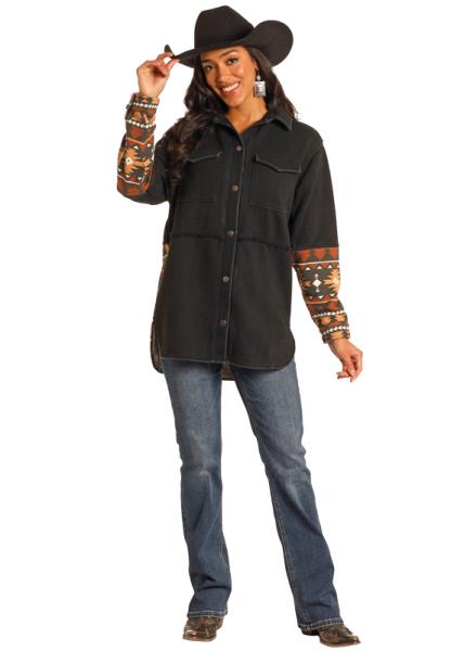 Women's Rock & Roll Aztec Shacket with Hood