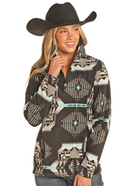 Women's Rock & Roll Aztec Printed Fleece Pullover