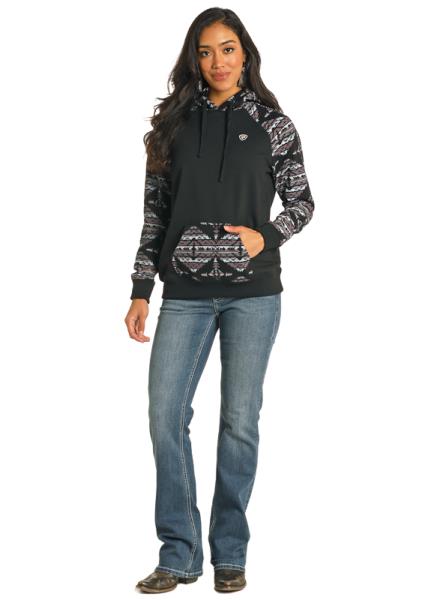 Women's Rock & Roll Black Aztec Hoodie