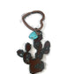 Rustic Prickly Pear Keychain with Turquoise Heart – Western Keychain – Cowgirl Gift Idea