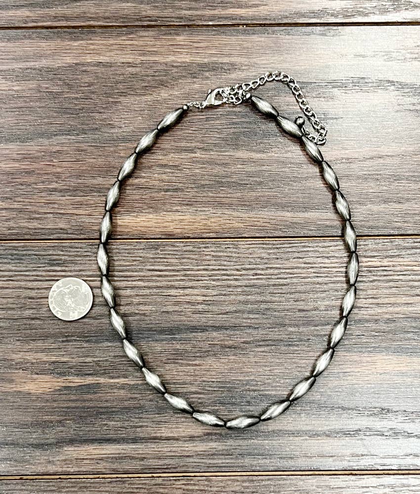 18mm Elongated Navajo Bead Necklace – 18" to 23" Adjustable Western Statement Jewelry