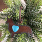 Rustic Corgi Keychain with Heart Cabochon – Metal Dog Keychain – Dog Lover Gift