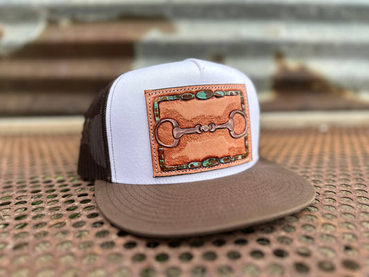 Snaffle Bit Tooled Leather Trucker Cap Cowgirl Cowboy Western Rodeo