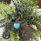 Rustic Tractor Keychain with Heart Cabochon – Farm Tractor Metal Keychain – Farmer Gift