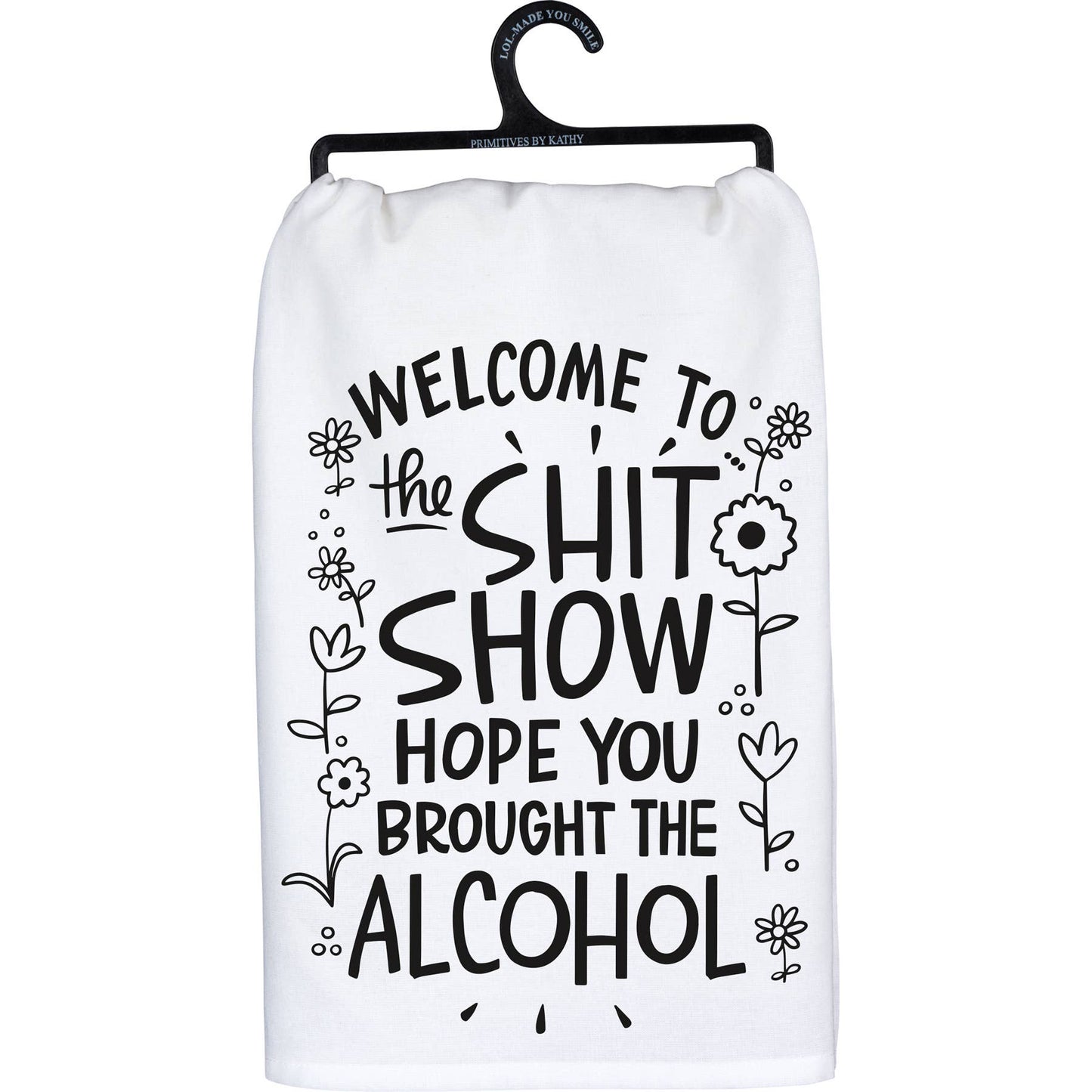 Welcome To The Shit Show Kitchen Towel – Funny Kitchen Decor Gift, Black & White Cotton Towel
