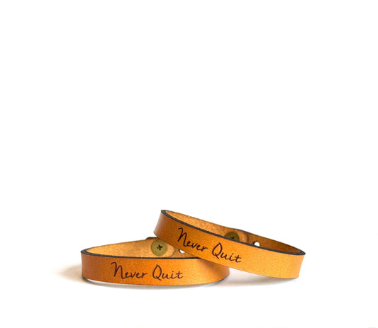 Never Quit Real Leather Bracelet