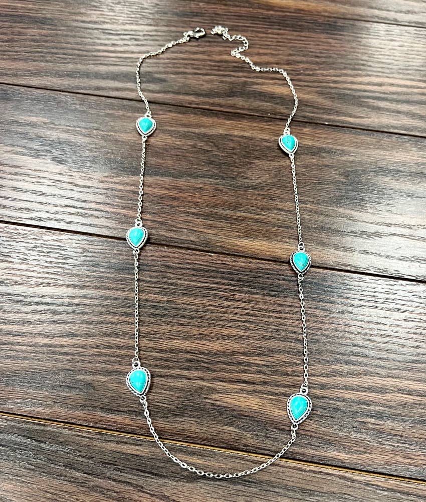 Long Turquoise Drop Necklace | Western Cowgirl Jewelry