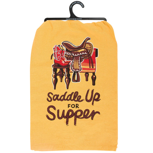 Saddle Up For Supper Kitchen Towel – Western Kitchen Decor, Cowboy & Cowgirl Gift