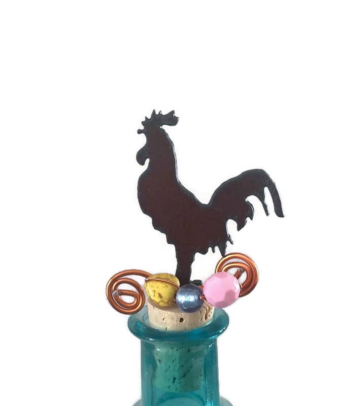 Rustic Decorative Wine Bottle Stopper – Beaded Metal Cork Stopper – Western Farmhouse Gift