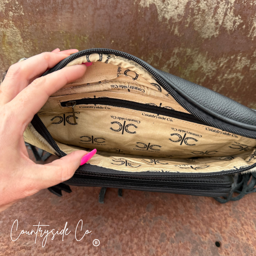 Austin Cowhide Fringe Sling, Fanny Pack, Festival Bag