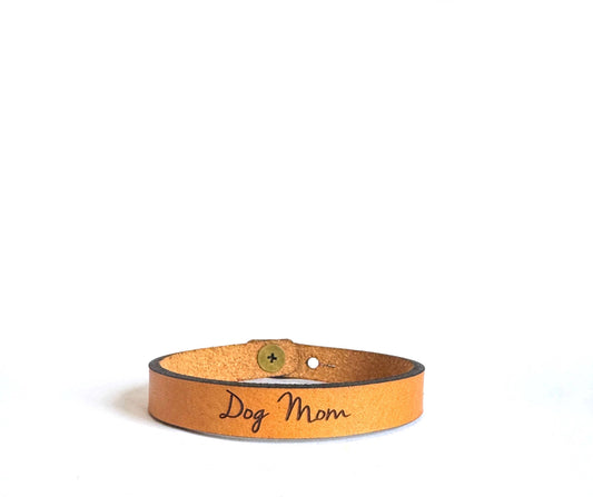 Dog Mom Real Leather Bracelet