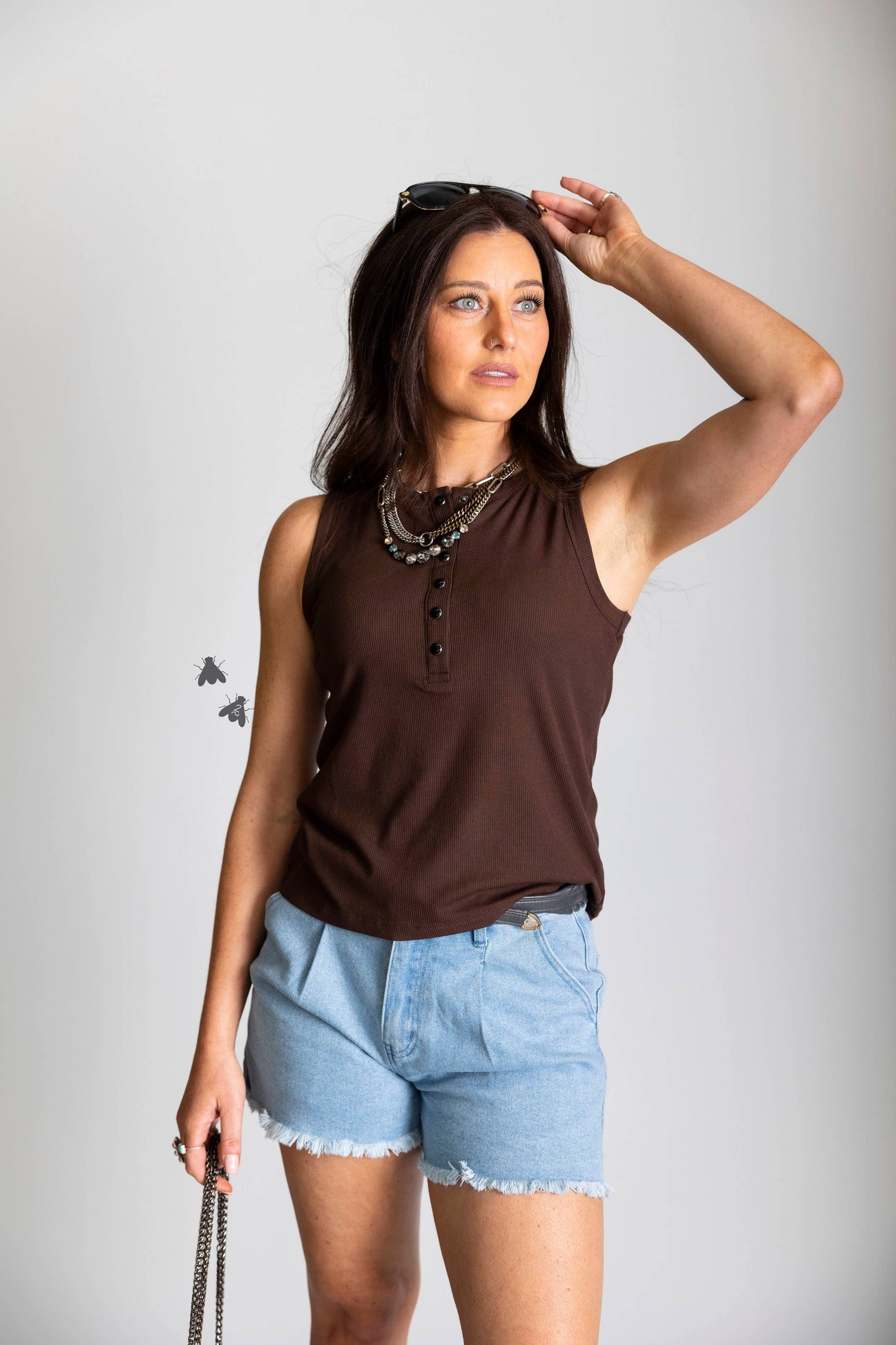 Pearl Snap Western Tank | Ribbed Country Tank Top Mocha