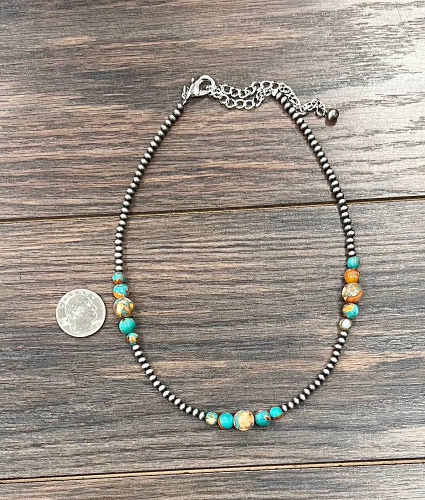 Navajo Clustered Gemstone Necklace – 15" to 20" Adjustable Western Jewelry (Made in USA)