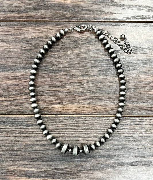 Handmade Rondelle Navajo Pearl Necklace – 16” to 21” Adjustable Western Choker Style Jewelry