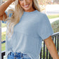 PRETTY BASH Women's Corded Knit Mock Neck T-Shirt | Casual Textured Boutique Top