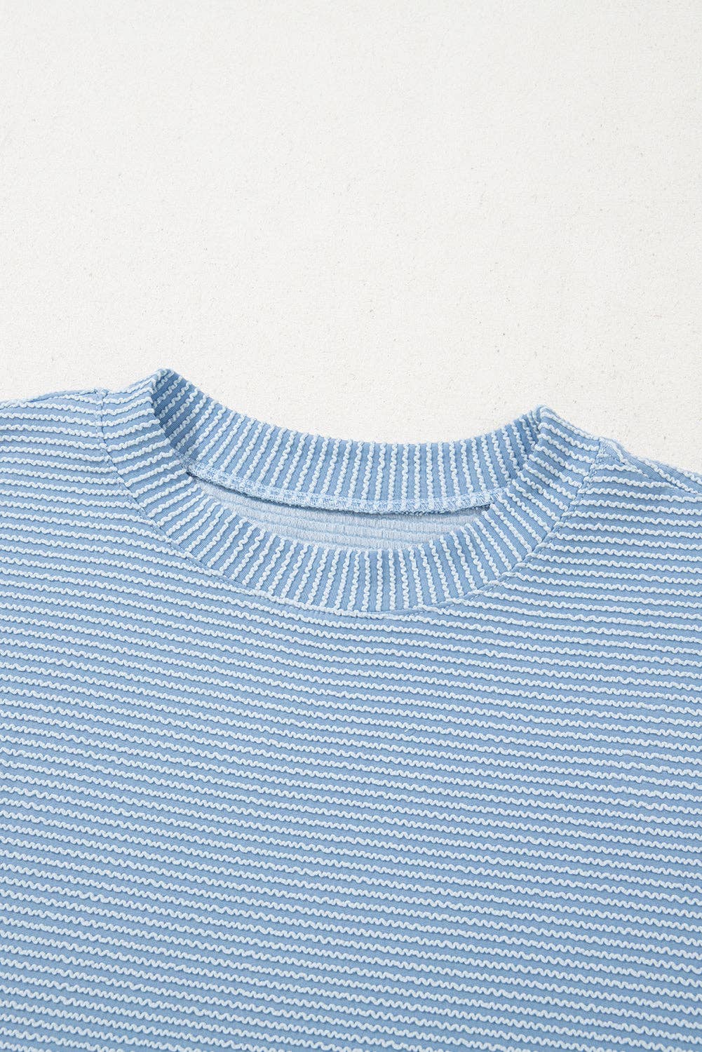 PRETTY BASH Women's Corded Knit Mock Neck T-Shirt | Casual Textured Boutique Top