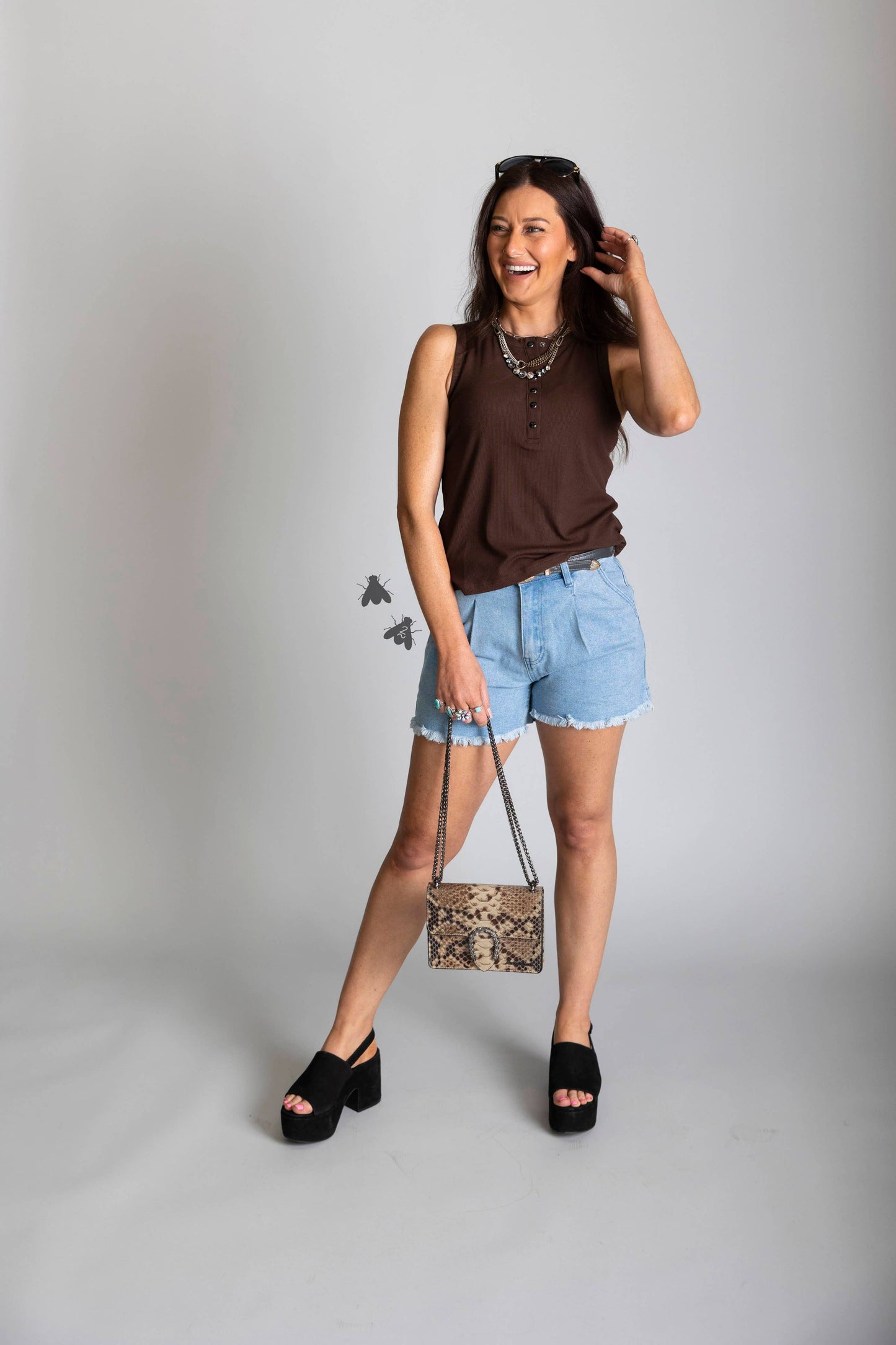 Pearl Snap Western Tank | Ribbed Country Tank Top Mocha