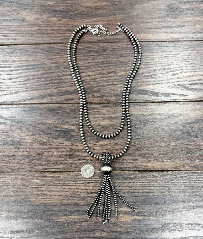 Navajo-Inspired Double Strand Tassel Necklace | Western Cowgirl Jewelry
