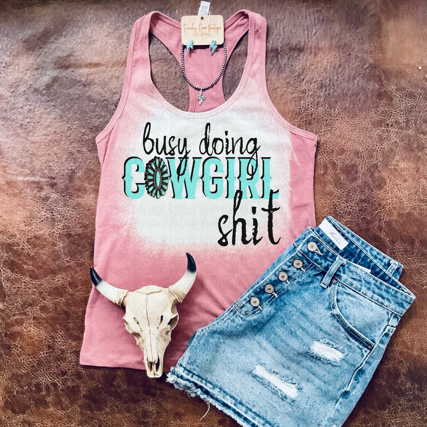 Busy Doing  Cowgirl Shit Racerback Tank