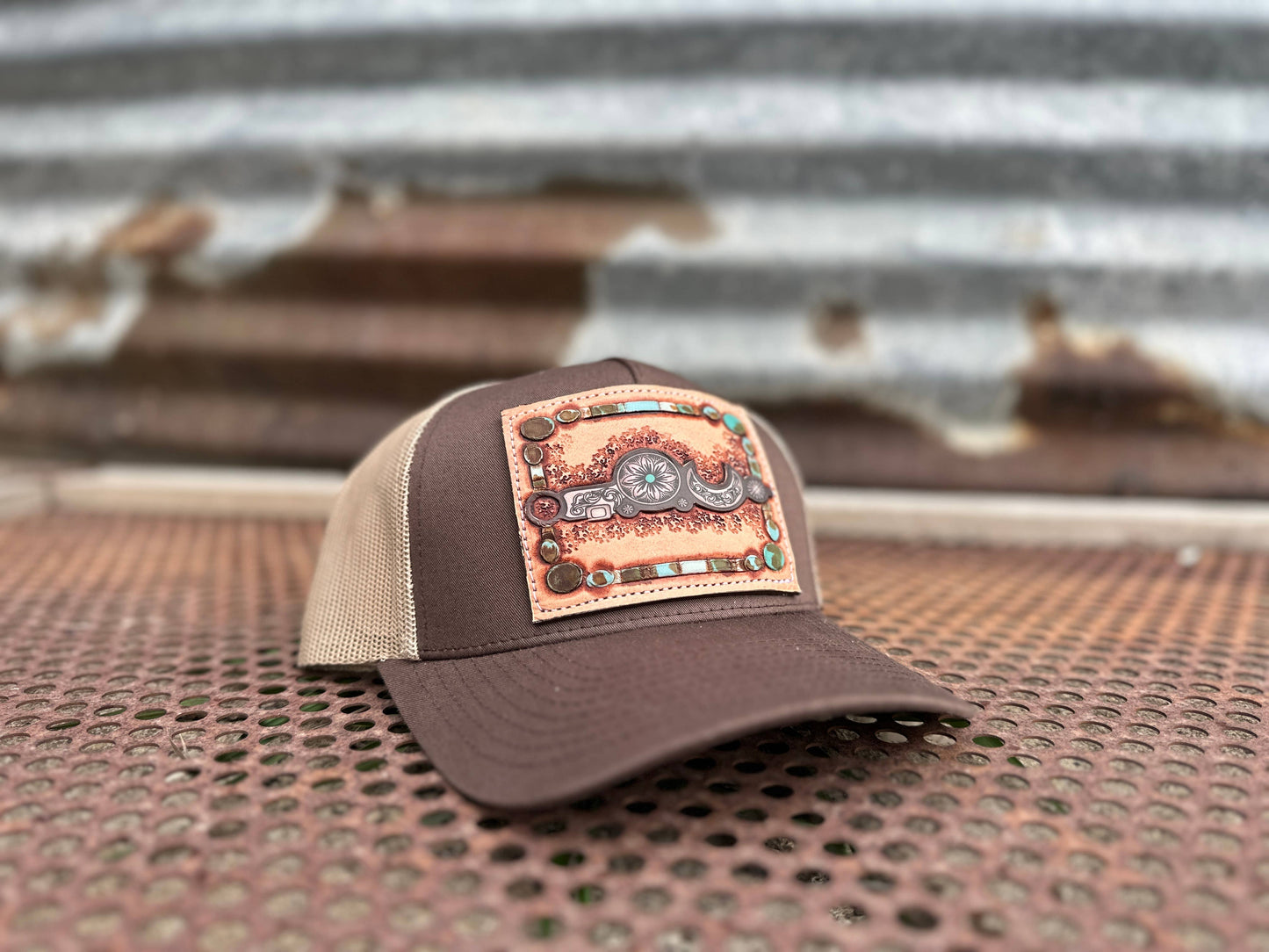 Bridle Bit Tooled Leather Trucker Cap Cowgirl Cowboy Western Rodeo