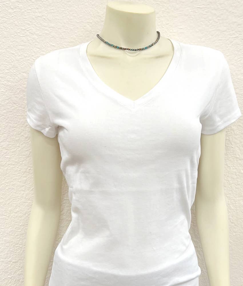 Handmade 4mm Gemstone & Navajo Pearl Necklace – 16” to 19” Adjustable Delicate Western Jewelry