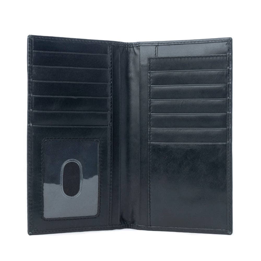 Frontier Mark Hairon Leather Wallet for Men in Dusthorn Black