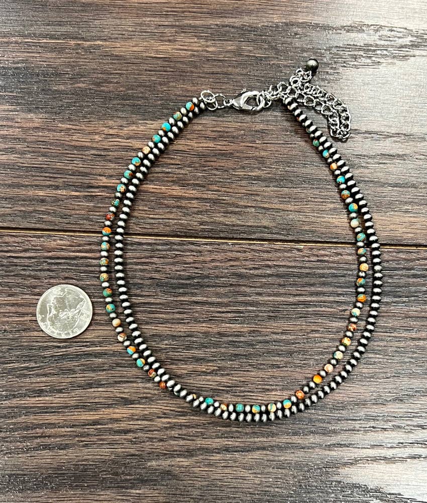 Navajo-Inspired Double Strand Gemstone Bead Necklace | Western Cowgirl Jewelry
