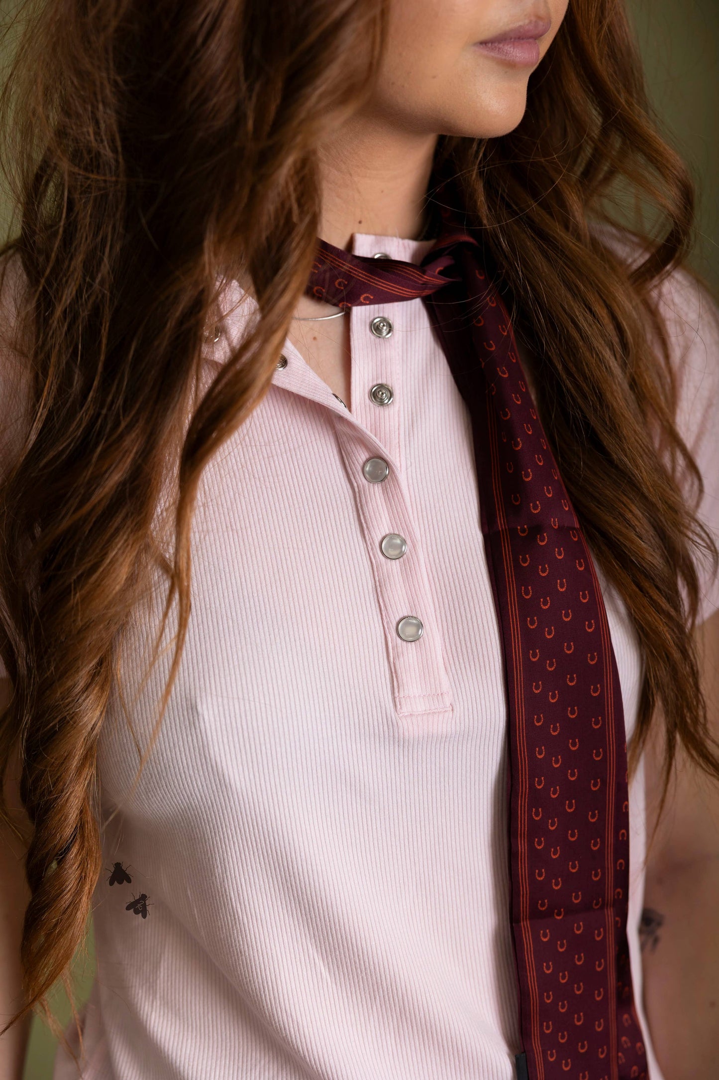Blush Pearl Snap Western Top | Ribbed Country Basic