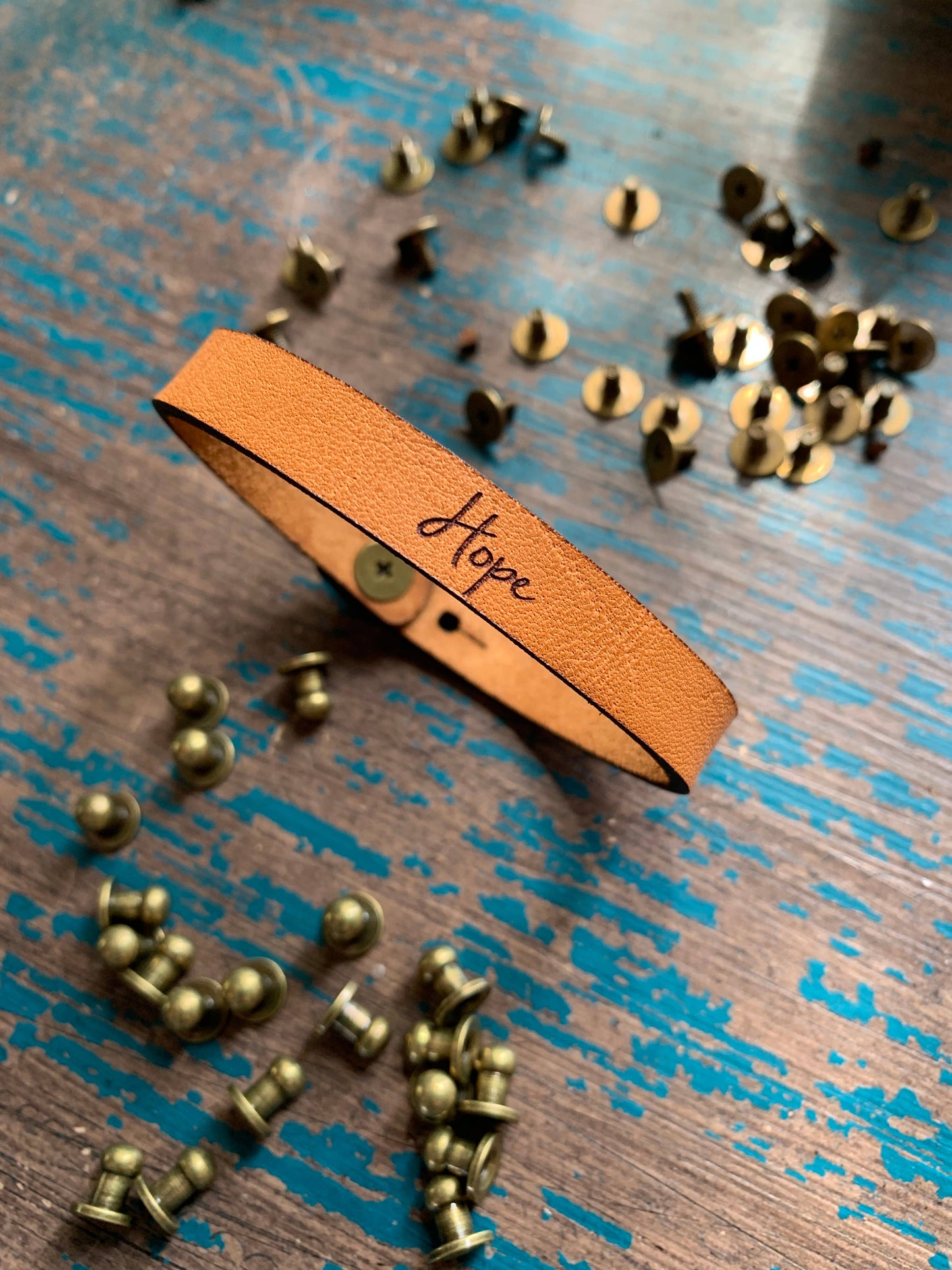 Hope Bracelet - Thin Leather Bracelet - Breast Cancer