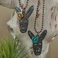 Rustic Donkey Necklace with Turquoise or Rust Flower – Swarovski Crystal Western Necklace – Copper Chain