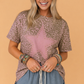 PRETTY BASH Women's Leopard Print Star Patch Tee | Western Graphic Casual Top