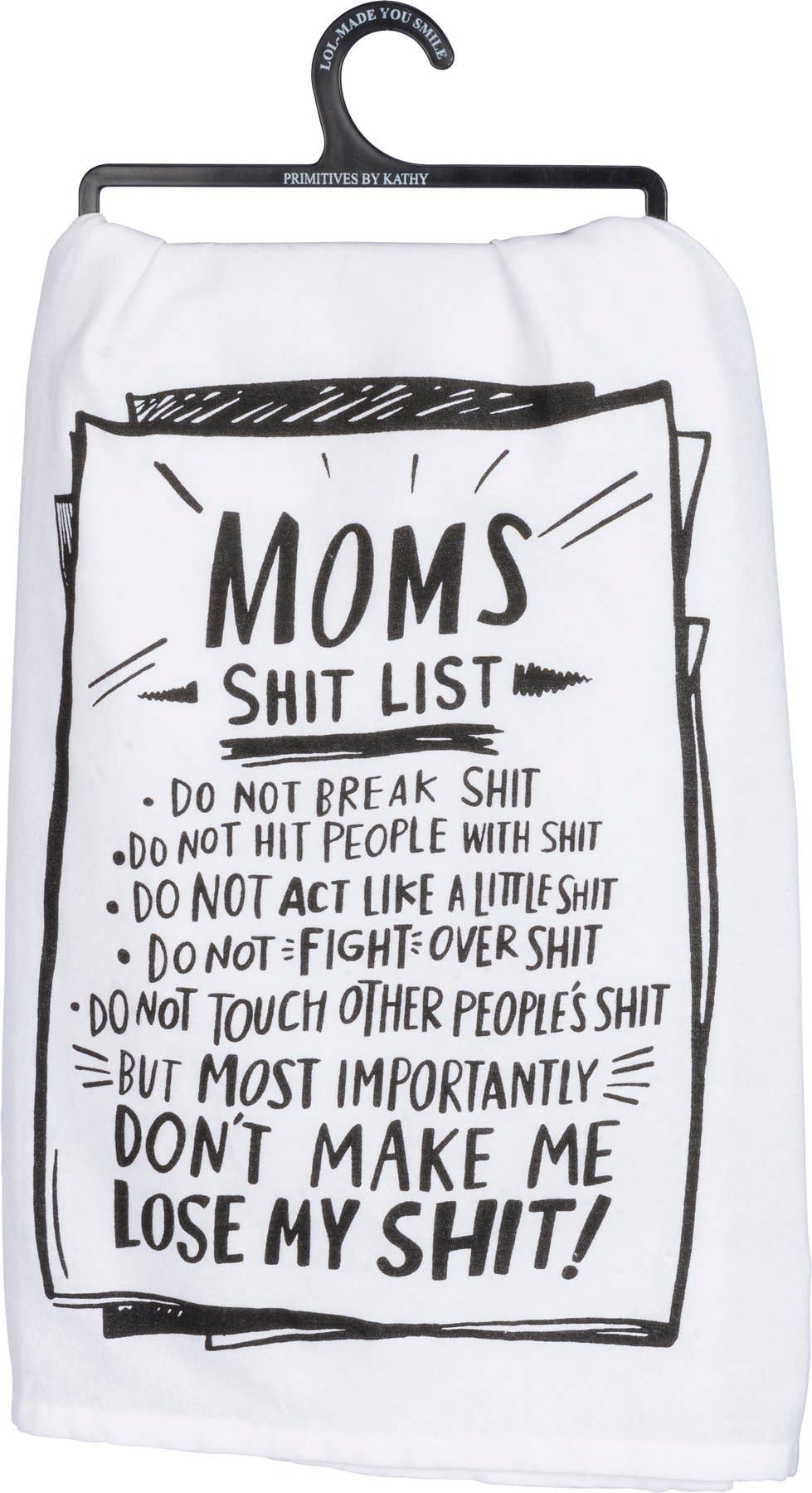 Funny Mom’s Rules Kitchen Towel – Humorous Black & White Kitchen Decor Gift