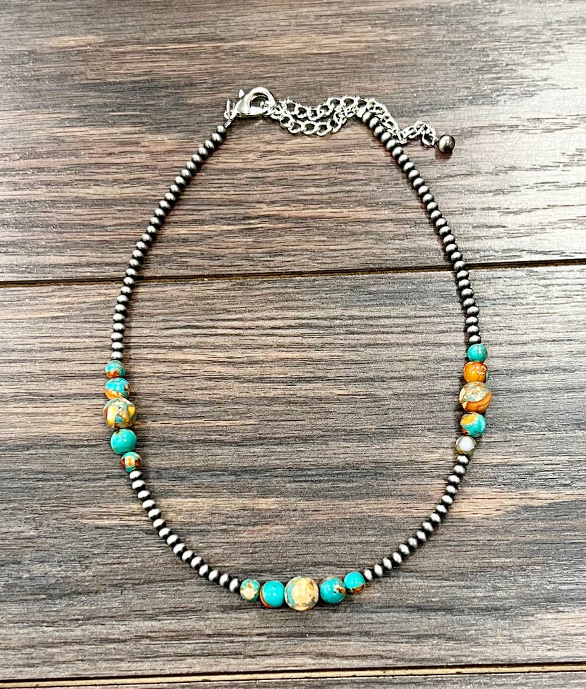 Navajo Clustered Gemstone Necklace – 15" to 20" Adjustable Western Jewelry (Made in USA)