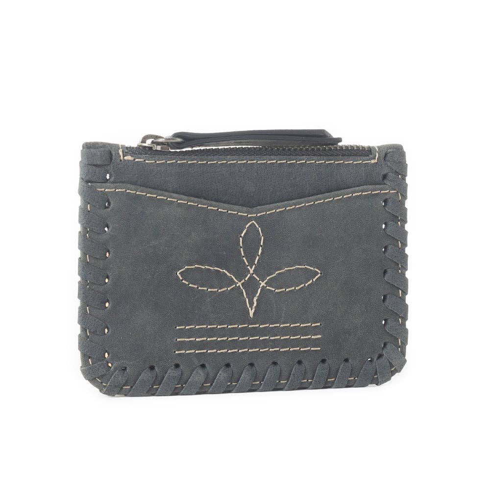 Outlander Edge Western Embroided Credit Card Holder in Ash Grey