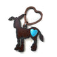 Rustic Donkey Keychain with Heart Cabochon – Farm Animal Metal Keychain – Donkey Lover Gift