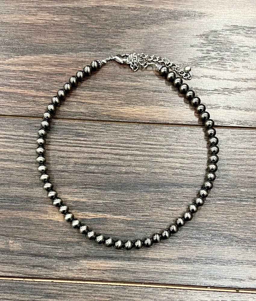 8mm Polish Navajo Bead Necklace – 16" to 21" Adjustable Western Cowgirl Jewelry