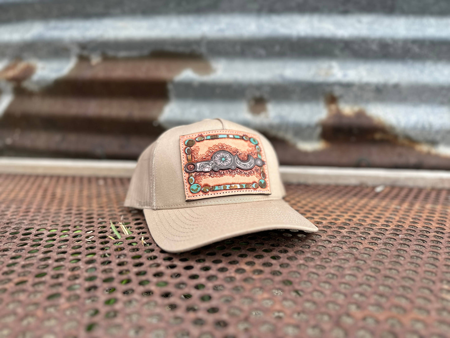 Bridle Bit Tooled Leather Trucker Cap Cowgirl Cowboy Western Rodeo