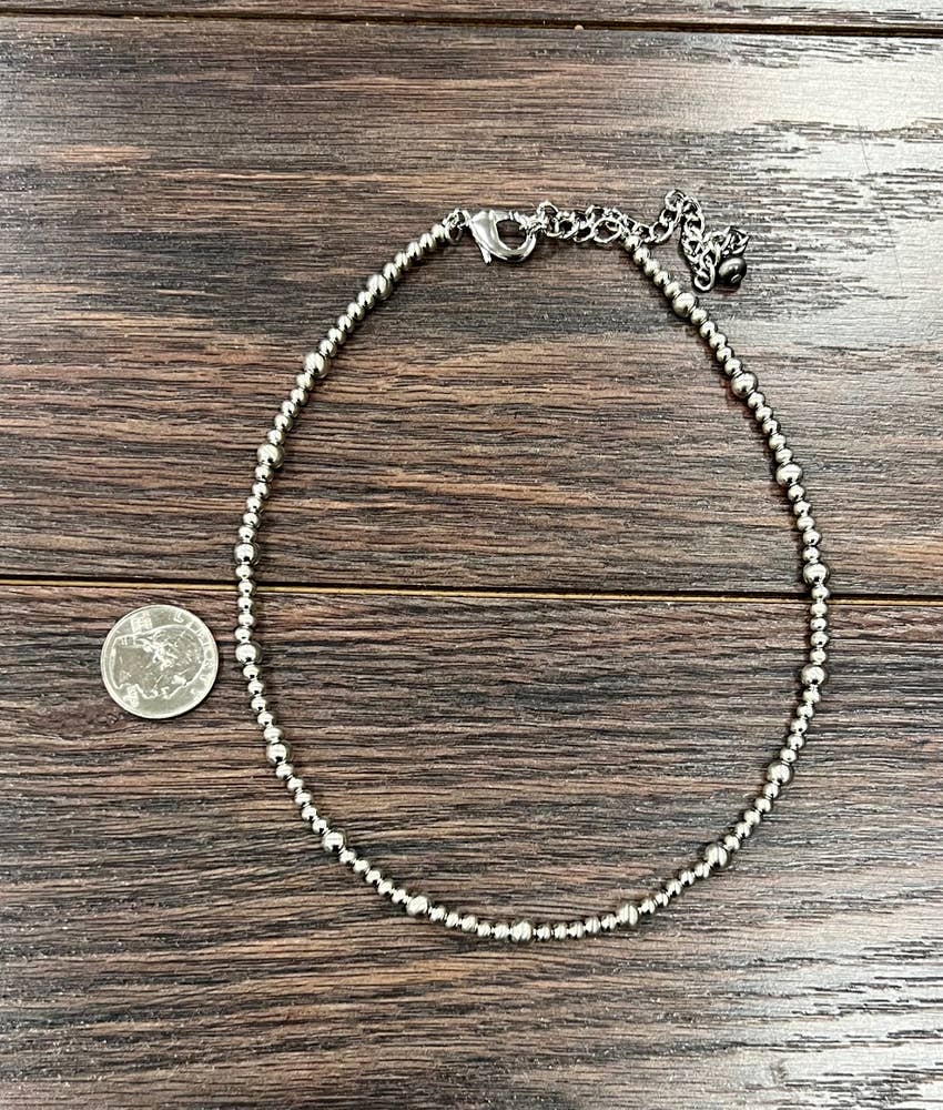 Navajo-Inspired Silver Bead Necklace | Western Cowgirl Jewelry