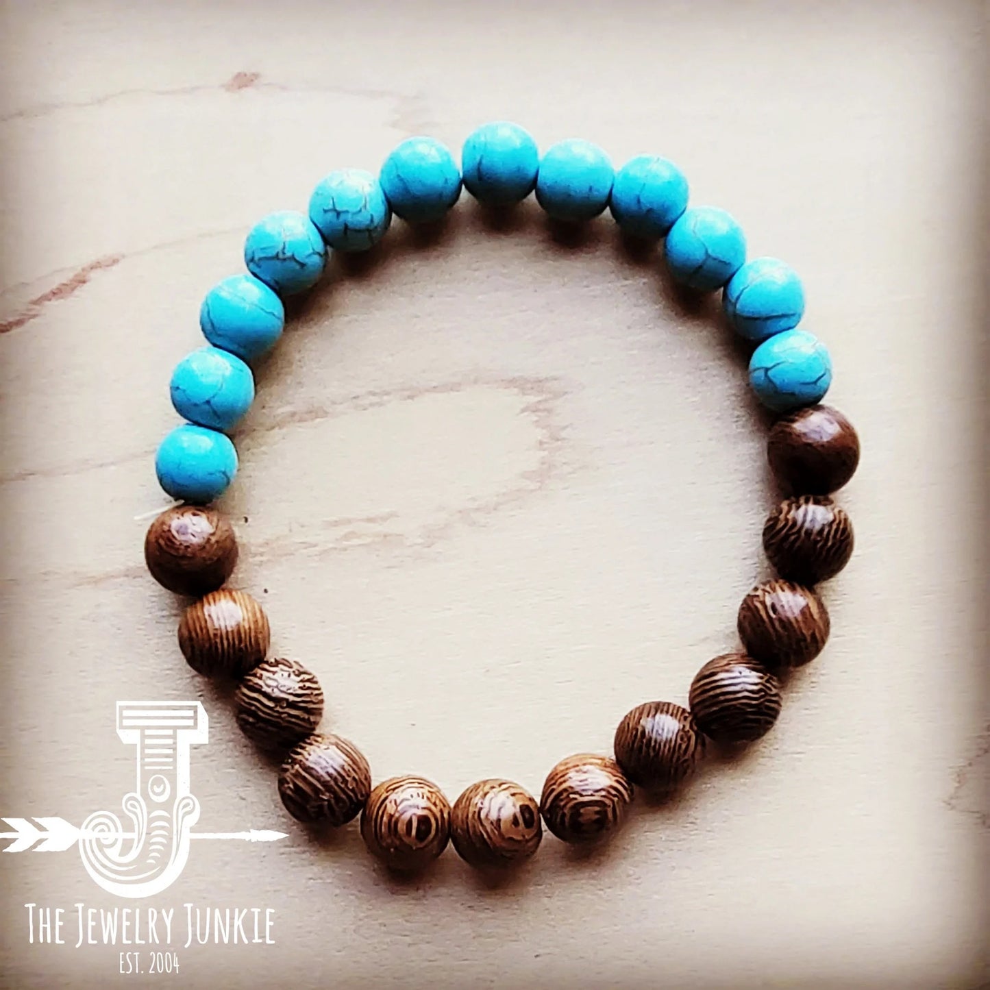 Bracelet Bar-Turquoise and Wood Stretch Bracelet